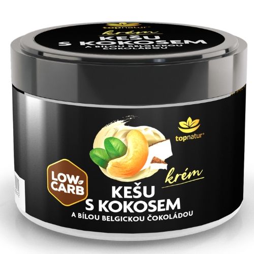 LOW CARB Kešu s kokosom a BIELOU belgickou čokoládou 300g